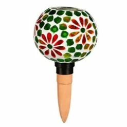 Brand new 👏 Lawn & Garden Decor Evergreen Floral Mosaic Glass Watering Globe With Spike 🎁