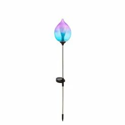 Discount ⭐ Lawn & Garden Decor Evergreen Fiberoptic Blue And Purple Ombre Solar Glass Torch ❤️