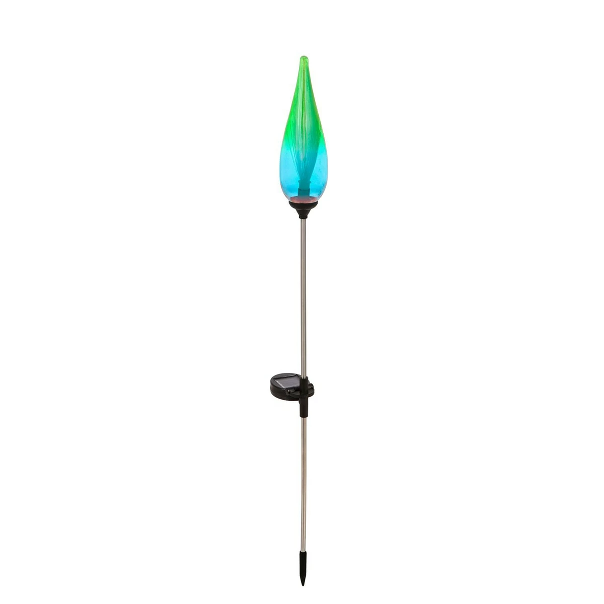 New 😉 Outdoor Lighting Evergreen Fiberoptic Green And Blue Ombre Solar Glass Torch 🤩