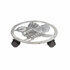 Coupon 👏 Lawn & Garden Decor Evergreen 11.5in. White Metal Bird Plant Trolley 🔔