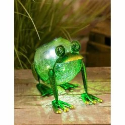 Budget ✔️ Lawn & Garden Decor Evergreen Solar Frog Figurine 🥰