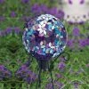 Discount 😀 Lawn & Garden Decor Evergreen Iridescent Purple Mosaic Glass Gazing Ball 🔔