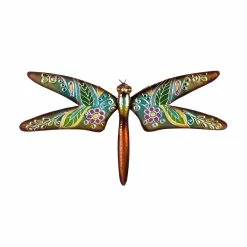 Cheap 🔔 Lawn & Garden Decor Evergreen Boho Rust And Yellow Dragonfly Wall Plaque 🎉