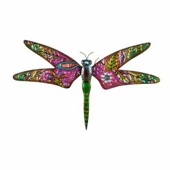 Brand new ❤️ Lawn & Garden Decor Evergreen Boho Pink And Green Dragonfly Wall Plaque 🎉