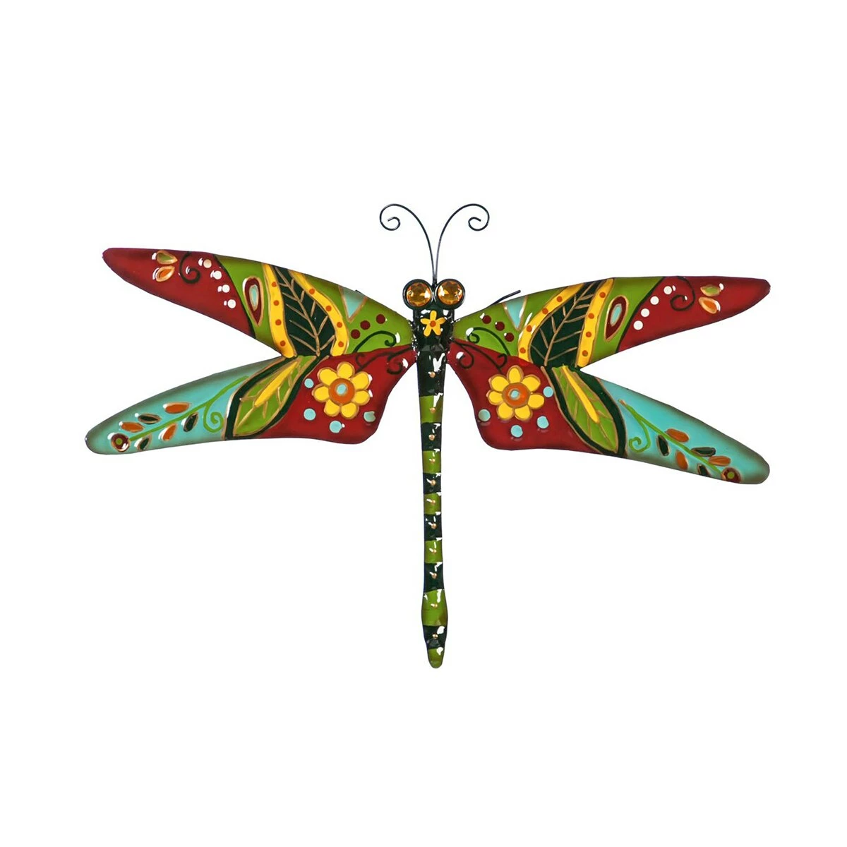 Best deal ๐ Lawn & Garden Decor Evergreen Boho Red And Green Dragonfly Wall Plaque ๐งจ