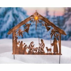 Best deal 👏 Lawn & Garden Decor Evergreen 28in. Solar Illuminated Nativity Stake 🛒