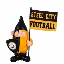 Budget 🔔 Lawn & Garden Decor Evergreen Steelers Garden Gnome With Flag ⌛