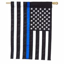 Outlet ✔️ Lawn & Garden Decor Evergreen Thin Blue Line Applique Garden Flag 👍