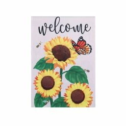 Brand new β€οΈ Lawn & Garden Decor Evergreen Sunflower "Welcome" Garden Suede Flag π₯