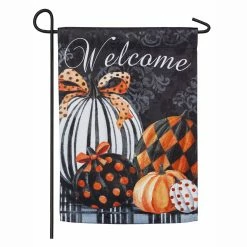 Coupon 👍 Lawn & Garden Decor Evergreen Elegant Pattern Pumpkins Garden Suede Flag 🔔