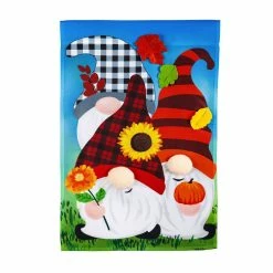 Brand new 🤩 Lawn & Garden Decor Evergreen Fall Gnome Trio Garden Applique Flag ⌛