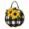 Cheapest ✔️ Lawn & Garden Decor Evergreen Check Pumpkin And Sunflowers Hooked Door Decor 🧨