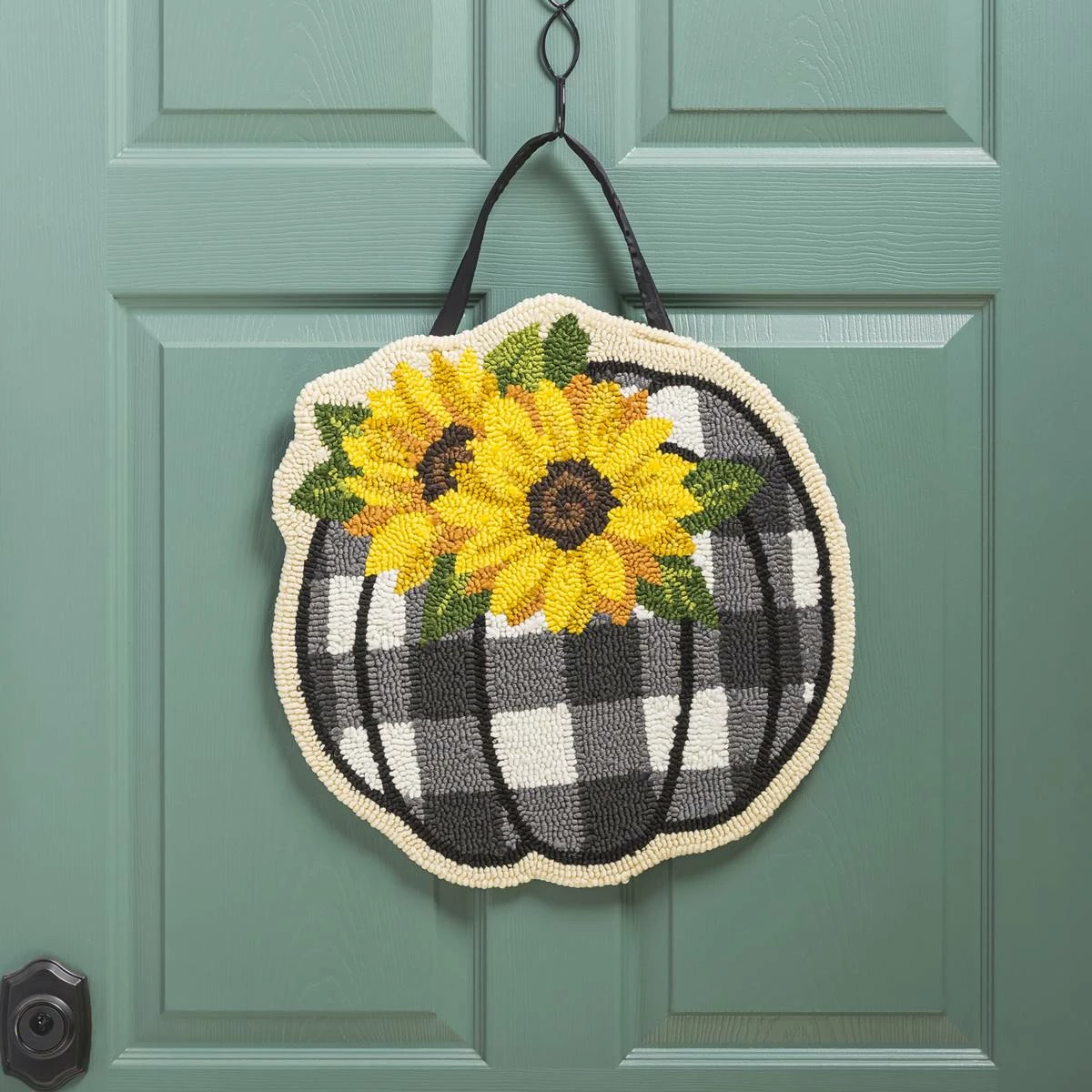 Cheapest โ๏ธ Lawn & Garden Decor Evergreen Check Pumpkin And Sunflowers Hooked Door Decor ๐งจ - Image 2