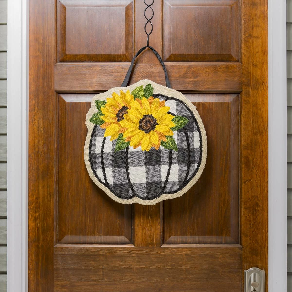Cheapest โ๏ธ Lawn & Garden Decor Evergreen Check Pumpkin And Sunflowers Hooked Door Decor ๐งจ - Image 3