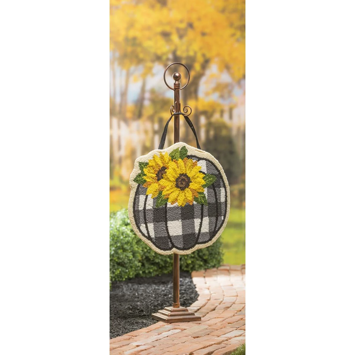 Cheapest โ๏ธ Lawn & Garden Decor Evergreen Check Pumpkin And Sunflowers Hooked Door Decor ๐งจ - Image 4
