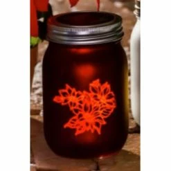 Promo 🔔 Decorative Accents Evergreen 5.5in. Red Solar 🔔 Christmas Mason Jar ✨