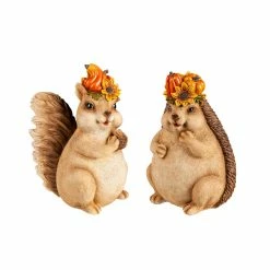 Wholesale ๐คฉ Lawn & Garden Decor Evergreen Woodland Creatures W/ Floral Crown Statuary - Set Of 2 ๐ฅ