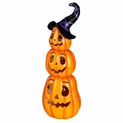 Cheapest ⌛ Lawn & Garden Decor Evergreen Tiered Jack O’ Lantern Pumpkins W/ Witch Hat Statuary 🛒