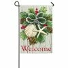 Discount 🤩 Lawn & Garden Decor Evergreen Costal 🎄 Christmas Garden Flag 👍