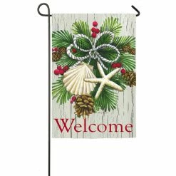 Discount 🤩 Lawn & Garden Decor Evergreen Costal 🎄 Christmas Garden Flag 👍