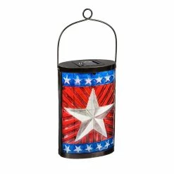 Cheap ⌛ Outdoor Lighting Evergreen 14.8in. Patriotic Flag Star Solar Lantern 🌟
