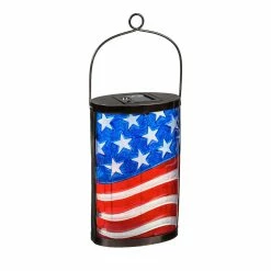 Deals 🔥 Outdoor Lighting Evergreen 14.8in. Patriotic Flag Stripe Solar Lantern 🛒