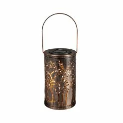 Discount 😀 Outdoor Lighting Evergreen Solar Oil Rubbed Bronze Cut Out Pumpkins Lantern ✨