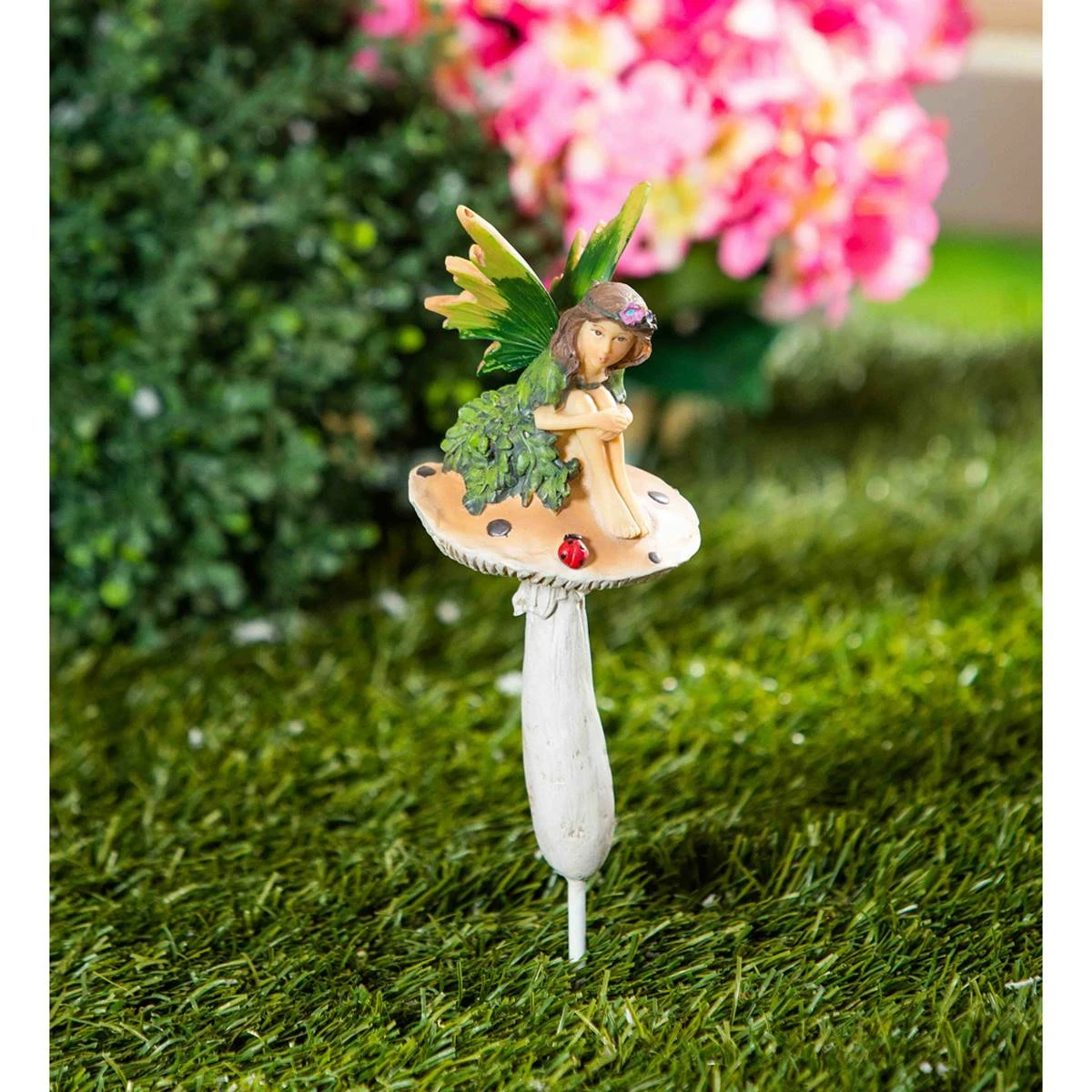 Top 10 ✔️ Lawn & Garden Decor Evergreen Fairy On A Mushroom With Ladybug Garden Stake ⭐ - Image 2