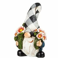 Promo 🎁 Lawn & Garden Decor Evergreen 8in. Gnome With Red Flower Garden Statuary ❤️