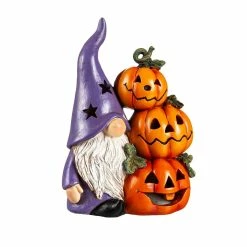New 🌟 Decorative Accents Evergreen LED Color Changing Gnome & Pumpkins Table Decor 🎉