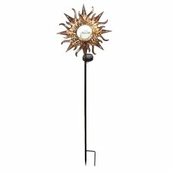 Discount 😀 Lawn & Garden Decor Evergreen Crackle Sun Globe Solar Garden Stake 🧨