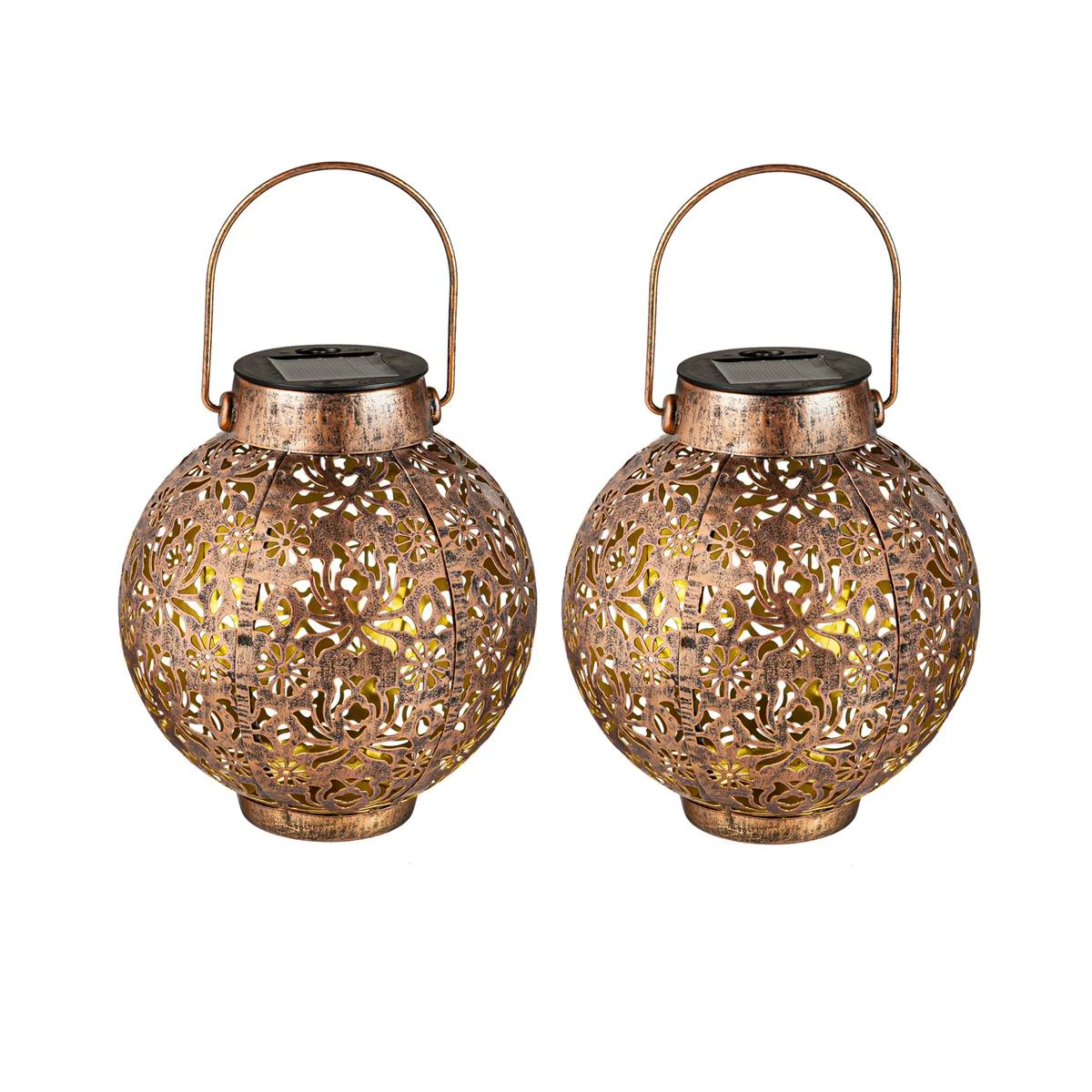Cheap 🛒 Lawn & Garden Decor Evergreen Solar Bronze Cut Out Lanterns - Set Of 2 ✨ - Image 2