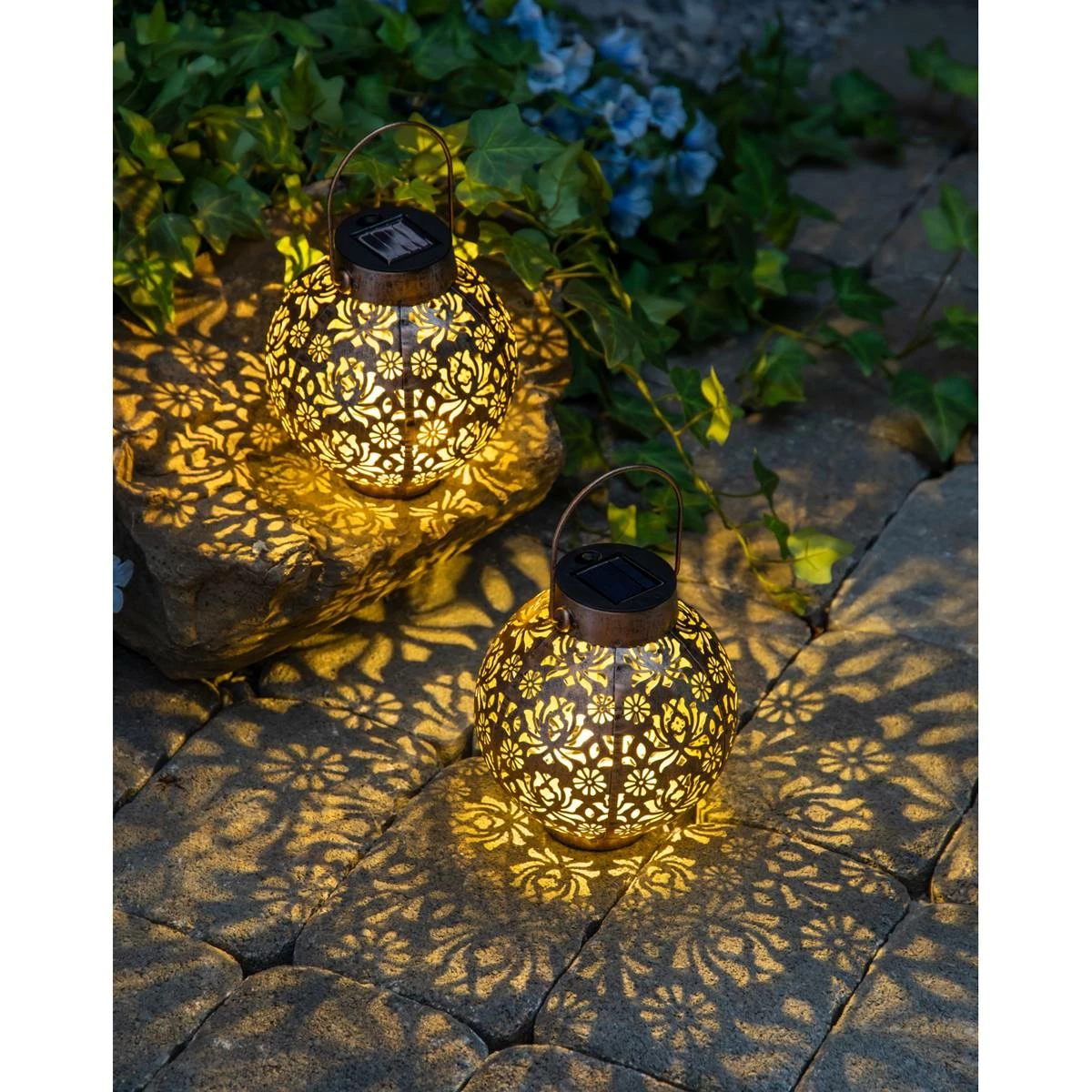 Cheap 🛒 Lawn & Garden Decor Evergreen Solar Bronze Cut Out Lanterns - Set Of 2 ✨ - Image 3