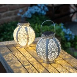 Discount 🎁 Lawn & Garden Decor Evergreen Solar White Cut Out Lanterns - Set Of 2 ❤️