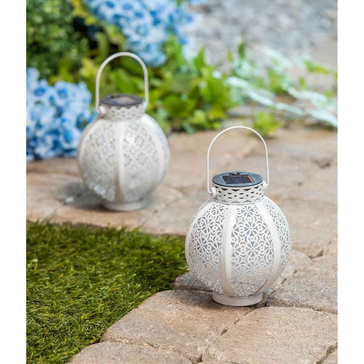 Discount π Lawn & Garden Decor Evergreen Solar White Cut Out Lanterns - Set Of 2 β€οΈ - Image 4