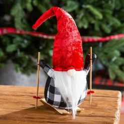 Cheapest โค๏ธ Decorative Accents Evergreen Plush Skiing Gnome With Red Hat Table Decor โจ