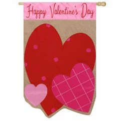 Outlet 😀 Lawn & Garden Decor Evergreen Valentine Hearts Burlap Garden Flag 👍