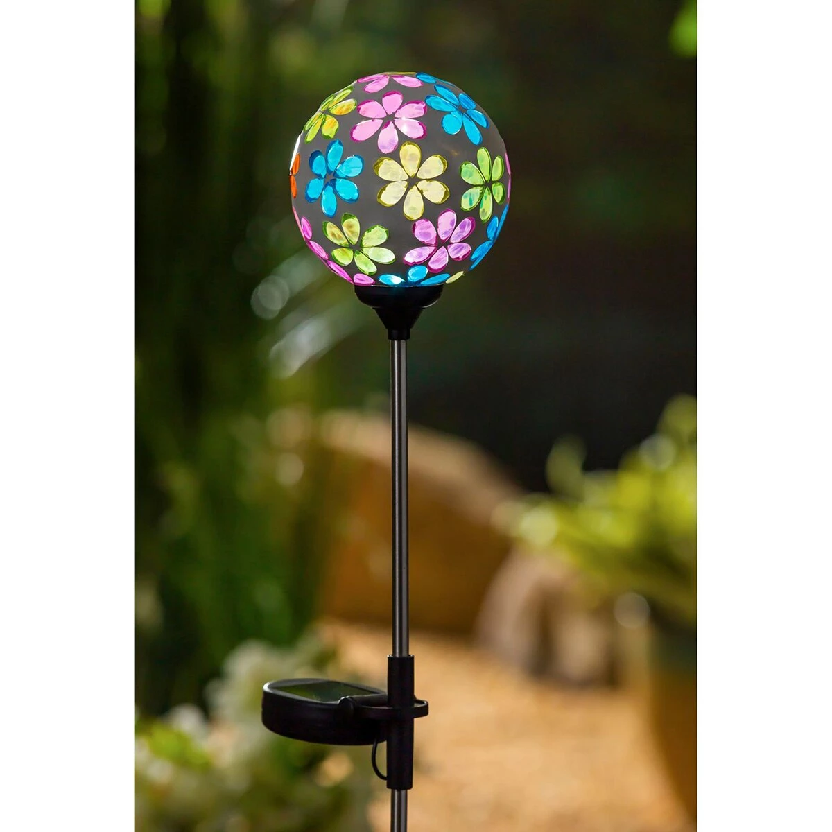 Cheap ๐ Lawn & Garden Decor Evergreen 22in. Mosaic Flowers Globes Solar Garden Stakes ๐