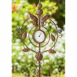 Best Sale 😀 Lawn & Garden Decor Evergreen 32in. Thermometer Butterfly Garden Stake 💯