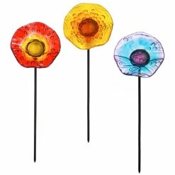 Coupon 😀 Lawn & Garden Decor Evergreen Whimsical Glass Plant Picks - Set Of 3 😍