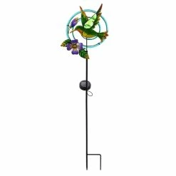 Outlet 👏 Lawn & Garden Decor Evergreen 36.25in. Hummingbird Chasing Light Solar Garden Stake 🎁
