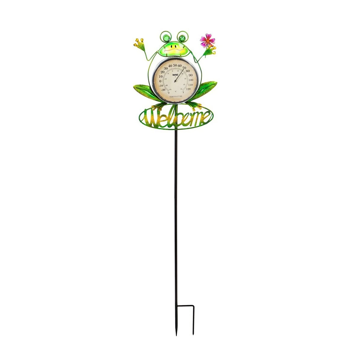 Discount ๐ฅฐ Lawn & Garden Decor Evergreen Frog Solar Thermometer Garden Stake ๐คฉ