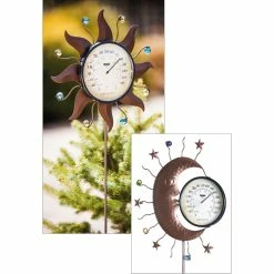 Best reviews of 🎁 Lawn & Garden Decor Evergreen Decorative Moon & Stars Garden Stake Thermometer 😉