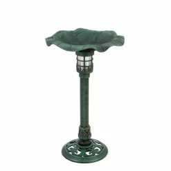 Discount 🔥 Lawn & Garden Decor Evergreen Lily Pad In Green Patina Solar Bird Bath 😀