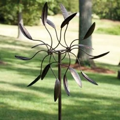 Outlet 😀 Lawn & Garden Decor Evergreen Kinetic Garden Art Wind Spinner Sculpture 👍