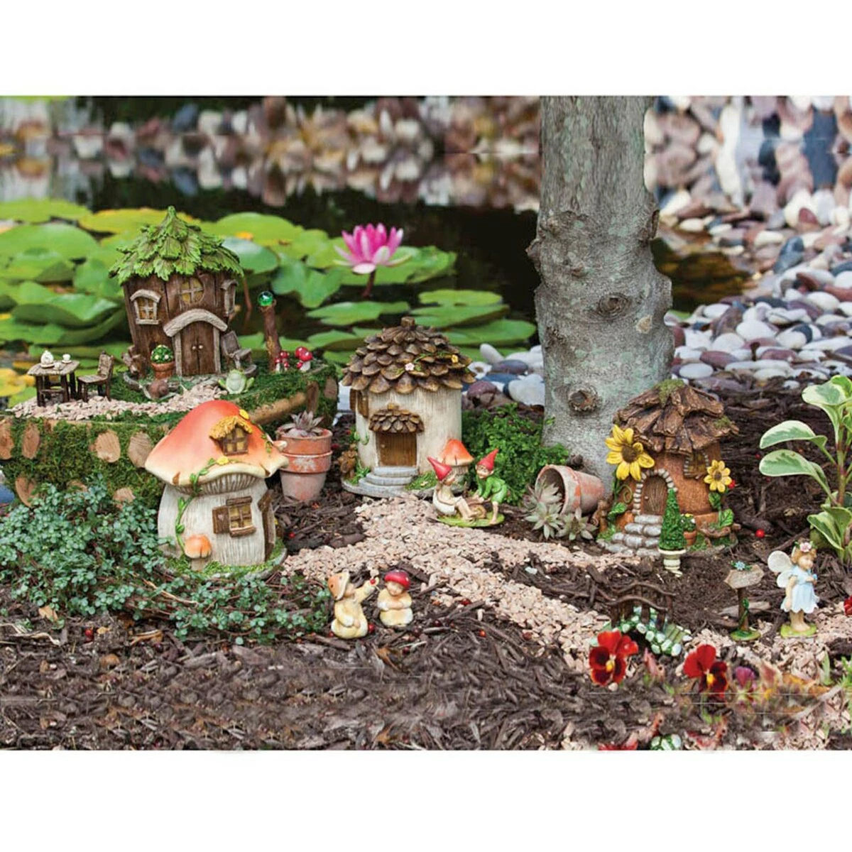 Cheapest ๐คฉ Lawn & Garden Decor Evergreen Fairy House Statue - Set Of 4 ๐ฅ