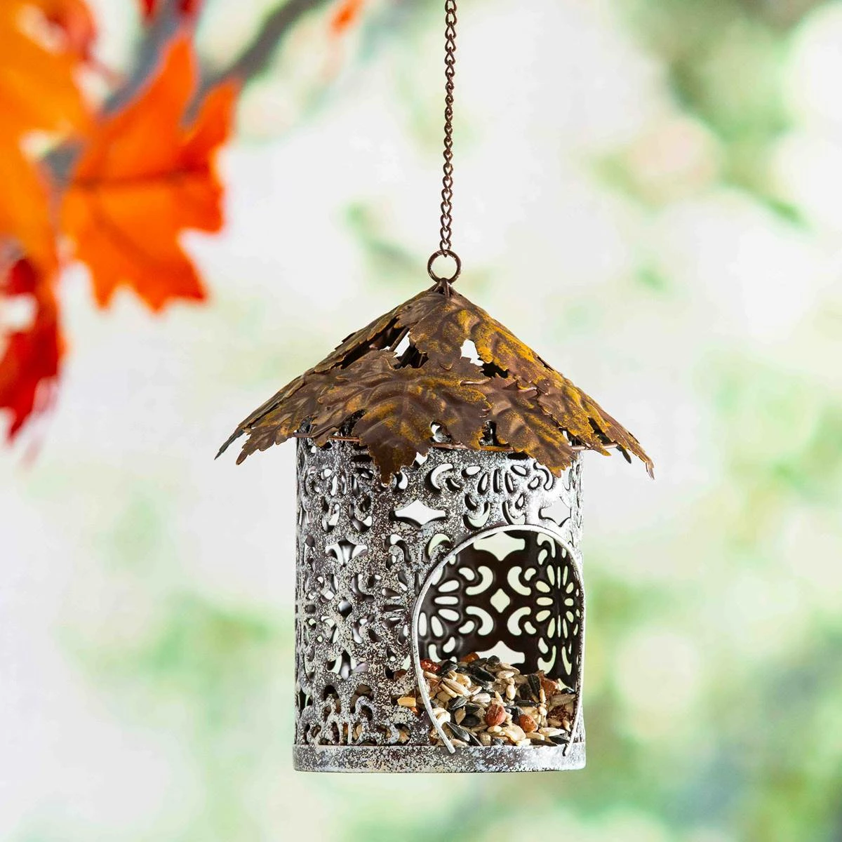 Wholesale ๐งจ Lawn & Garden Decor Evergreen Bird Feeder With Metal Maple Leaf Roof โค๏ธ - Image 2