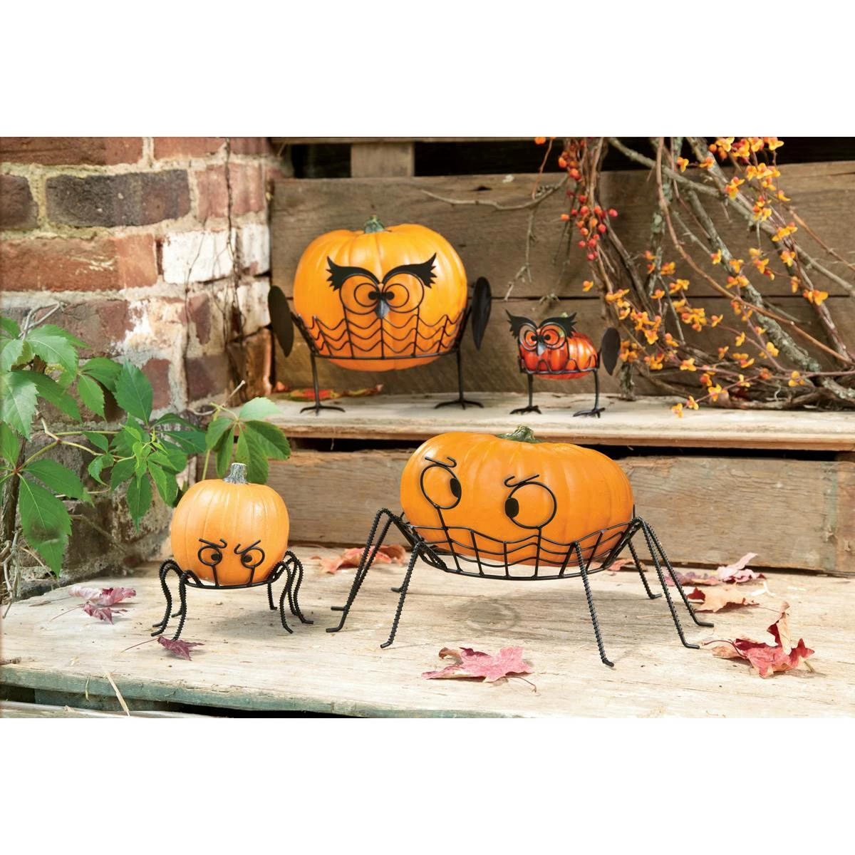 Deals ๐ Lawn & Garden Decor Evergreen Owl Pumpkin Holders - Set Of 2 ๐ - Image 2