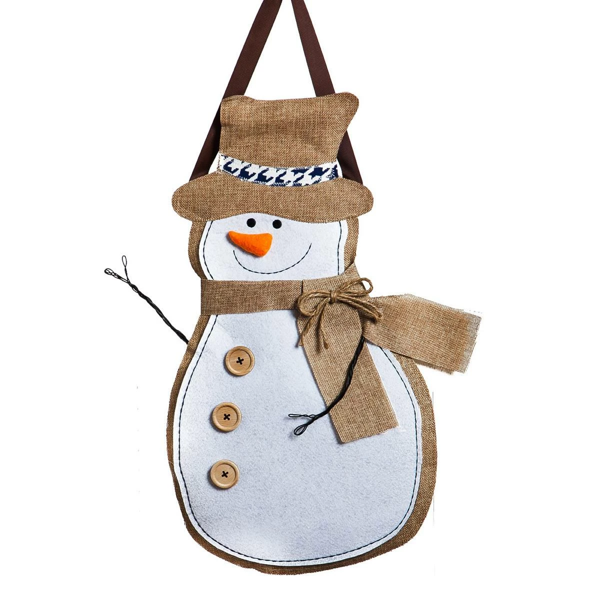 Flash Sale 👏 Lawn & Garden Decor Evergreen Snowman Burlap Door Decor 🤩