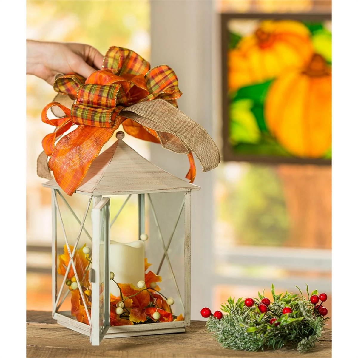Best deal 🔔 Decorative Accents Evergreen Interchangeable Lantern W/ Flickering Candle Decor 😍 - Image 2